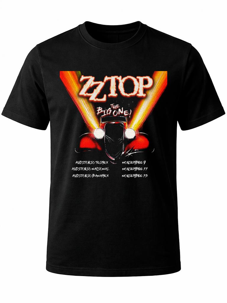 Playera W P Classics ZZ Top Rock Band Music Group negra estampada con estampados únicos y duraderos ajuste perfecto para todas las ocasiones