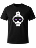W P Playera diseño Wooteo Robot KPOP Estampado algodón Ajuste cómodo