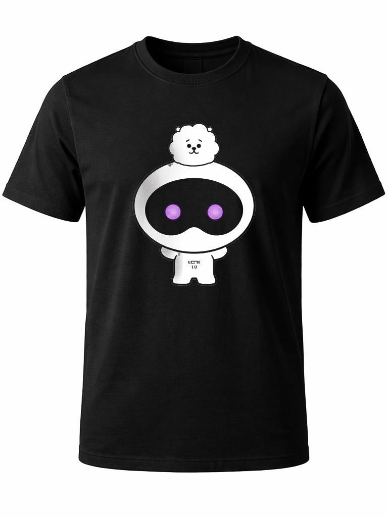 W P Playera diseño Wooteo Robot KPOP Estampado algodón Ajuste cómodo