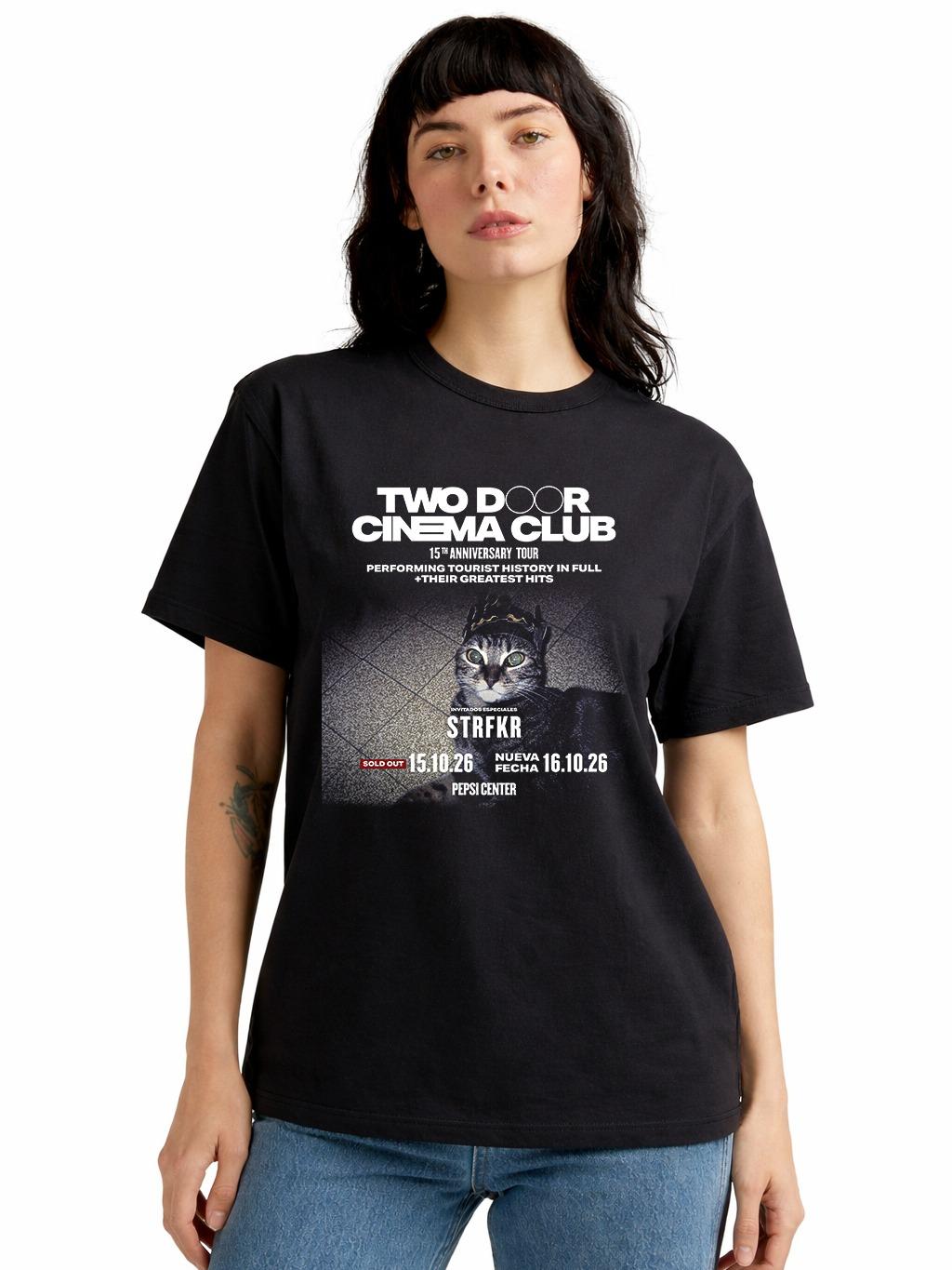 W P Playera Estilo Cinema Club Estampado algodón Ajuste cómodo