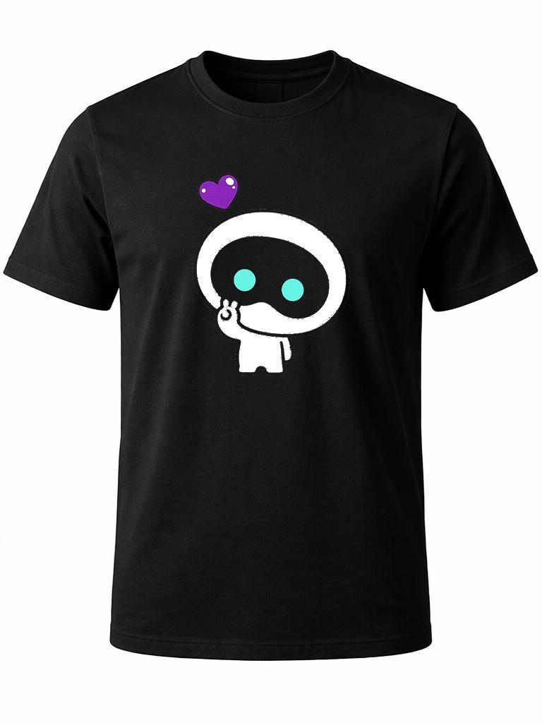 W P Playera diseño Wooteo Robot corazon KPOP Estampado algodón Ajuste cómodo
