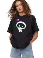 W P Playera diseño Wooteo Robot corazon KPOP Estampado algodón Ajuste cómodo