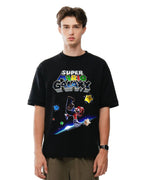 W P Playera Estilo Mario PELICULA Galaxy Estampado algodón Ajuste cómodo