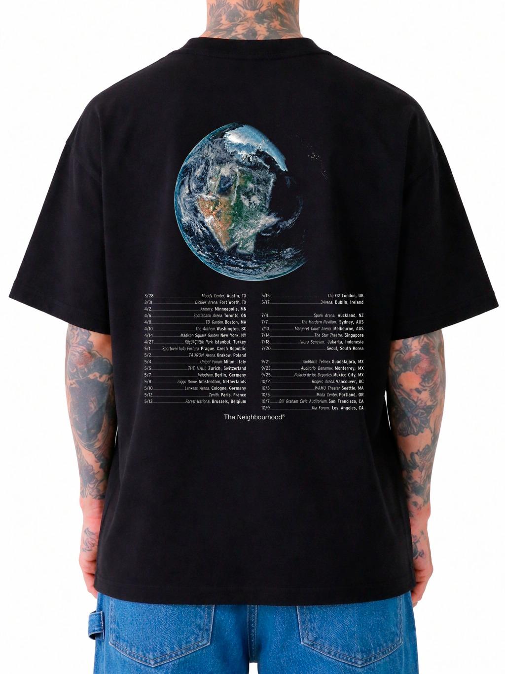 Playera W P The Neighbourhood TOUR negra estampada con estampados únicos y duraderos ajuste perfecto para todas las ocasiones