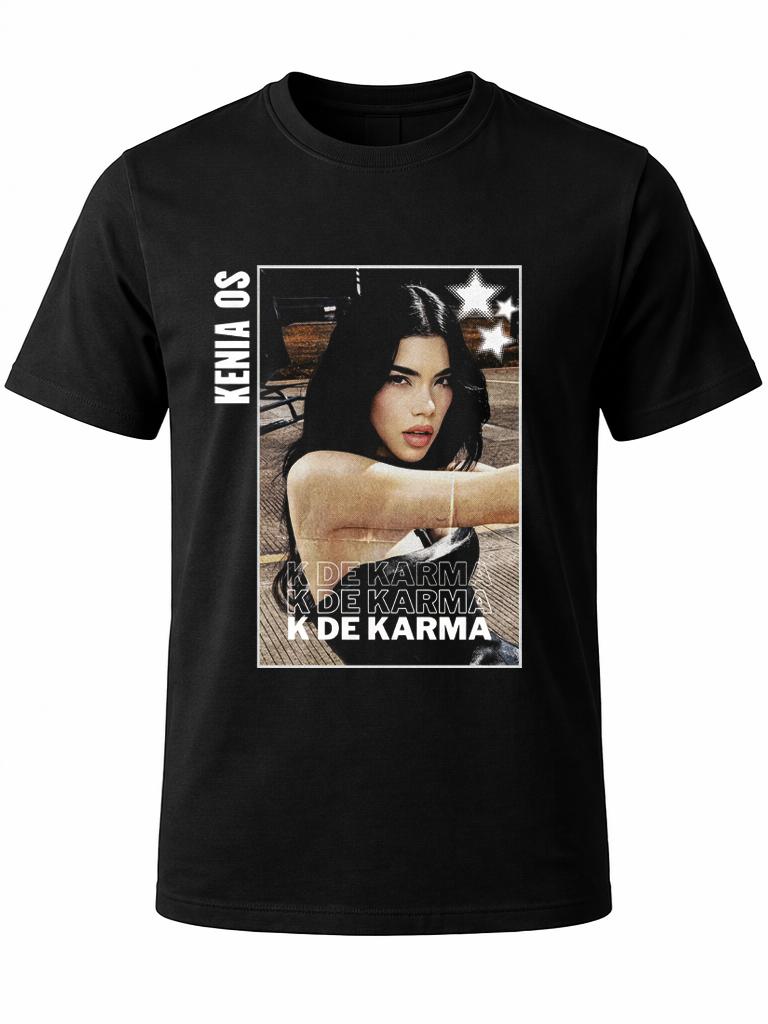 Playera W P KENIA OS K DE KARMA  negra estampada con estampados únicos y duraderos ajuste perfecto para todas las ocasiones