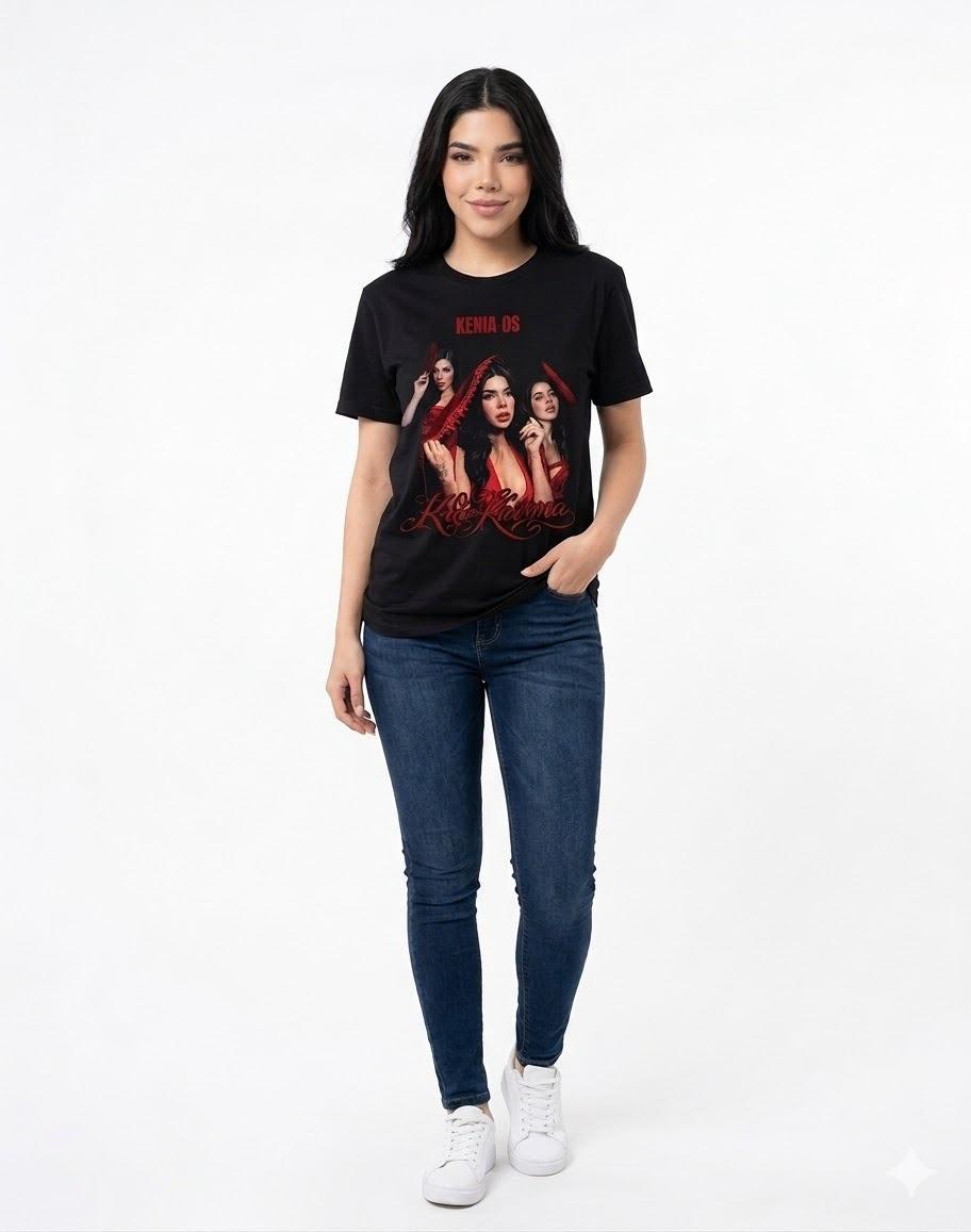 Playera W P estilo karma KENIA negra estampada