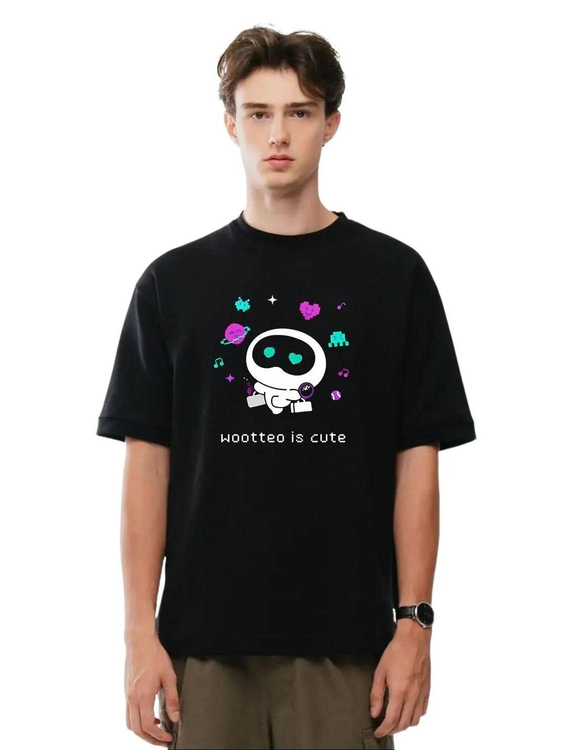 W P Playera diseño Wooteo is Cute KPOP Estampado algodón Ajuste cómodo