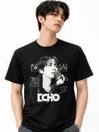 Playera    W P  JIN  BTS ECHO Estampado Único y Duradero Ajuste Perfecto en Algodón para Todas las Ocasiones