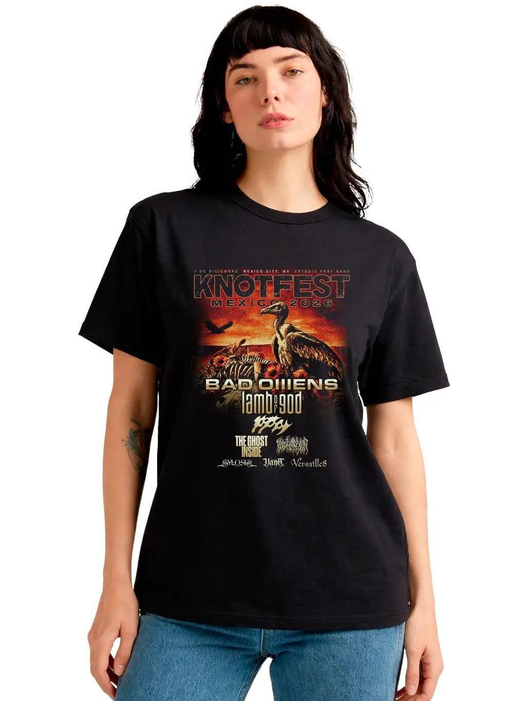 Playera W P KNOT MX 2026 negra estampada con estampados únicos y duraderos ajuste perfecto para todas las ocasiones