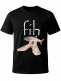 Playera W P fih pescado con tenis negra estampada con estampados únicos y duraderos ajuste perfecto para todas las ocasiones