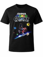 W P Playera Estilo Mario PELICULA Galaxy Estampado algodón Ajuste cómodo