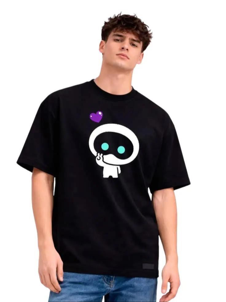 W P Playera diseño Wooteo Robot corazon KPOP Estampado algodón Ajuste cómodo