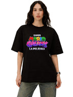 W P Playera Estilo Mario Galaxy PELICULA Estampado algodón Ajuste cómodo