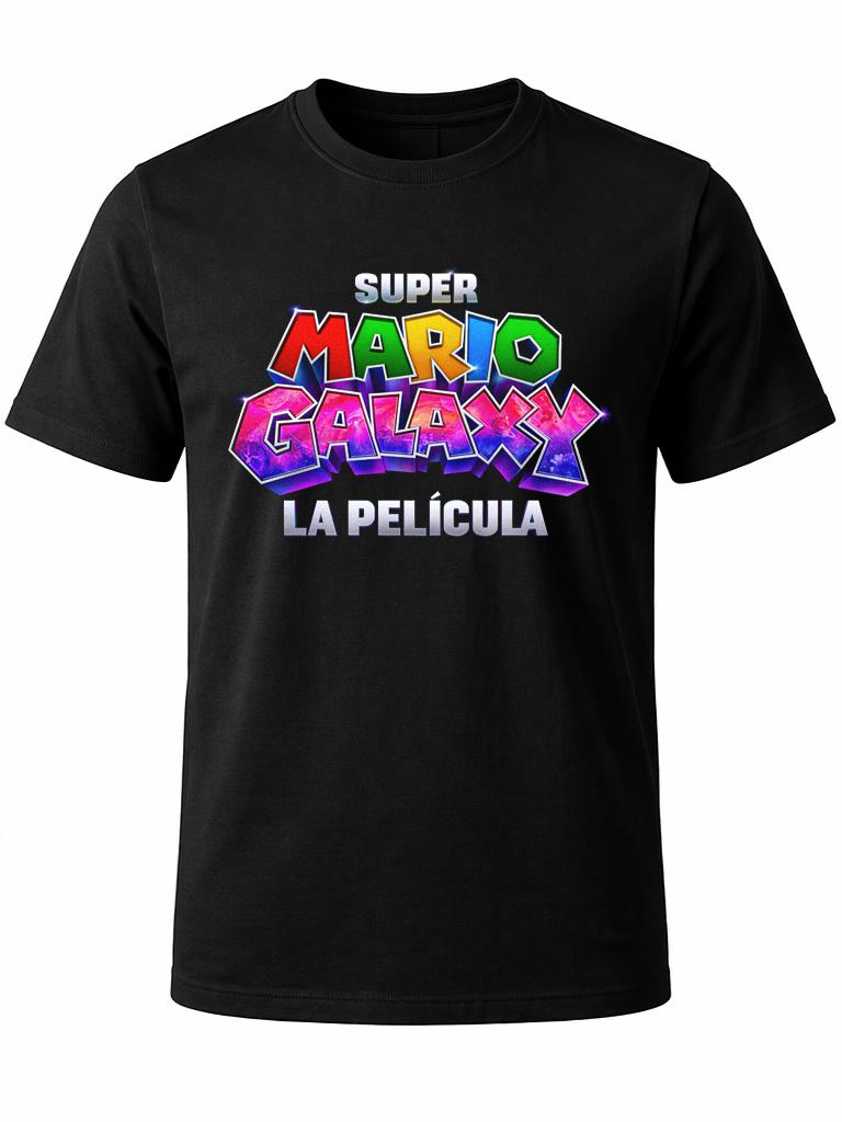 W P Playera W P Estilo Mario Galaxy PELICULA Estampado Espalda algodón Ajuste cómodo