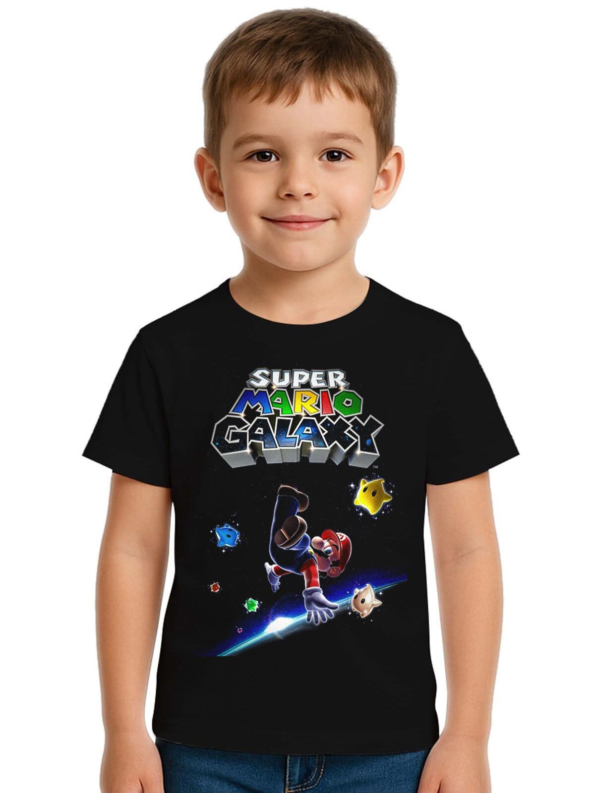 W P Playera Estilo Mario PELICULA Galaxy Estampado algodón Ajuste cómodo