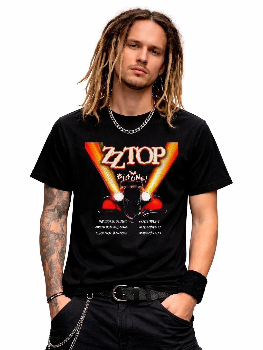 Playera W P Classics ZZ Top Rock Band Music Group negra estampada con estampados únicos y duraderos ajuste perfecto para todas las ocasiones